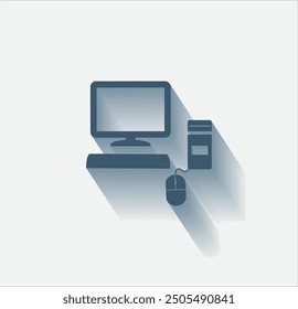 Vector dark color icon with shadow on light background