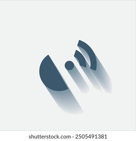 Vector dark color icon with shadow on light background
