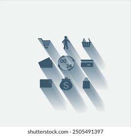 Vector dark color icon with shadow on light background