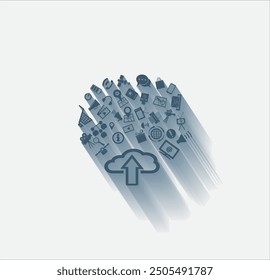 Vector dark color icon with shadow on light background