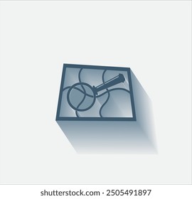 Vektorsymbol mit dunkler Farbe und Schatten auf hellem Hintergrund