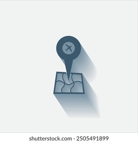 Vector dark color icon with shadow on light background