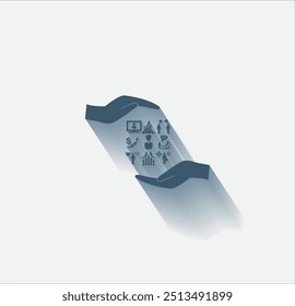 Vector dark color icon with shadow on light background