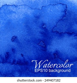 Vector dark deep blue abstract gradient watercolor background.