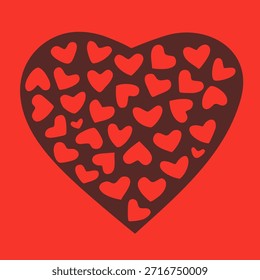Vektor dunkles Doodle Herz auf rotem Hintergrund fügt einen warmen, modernen Appell an Projekte. Diese vielseitige Grafik eignet sich perfekt für Grußkarten, Social-Media-Beiträge, Logos, Verpackungen und Valentinstag-Designs.