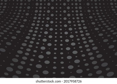 Vector dark elliptical abstract background. Black-gray perspective halftone illustration with light in the center.