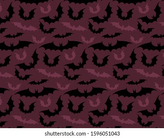 Vector dark fantasy pattern with bats for scary design Halloween party invitation, web page.