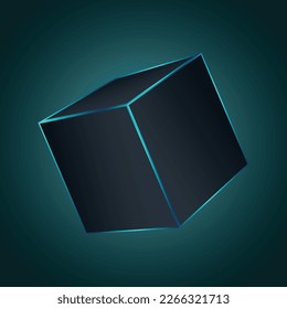 Vector Dark glowing cube for design on a dark green background