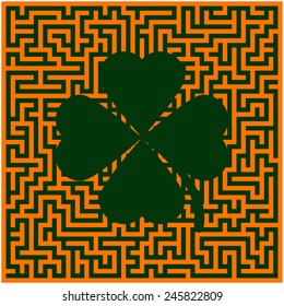 Vector dark green clover inside the maze
