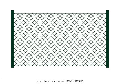 Vector dark green fence. On white background