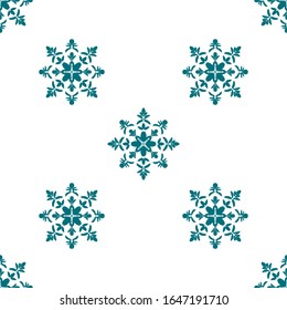 Vektorillustration dunkelgrüne Hand ziehen mandala Stil nahtlose Muster Design. Handgezeichnet grunge Blumen-Ornament-Hintergrund für Druck und Textilien, hausgemachte Dekoration und Packpapier.