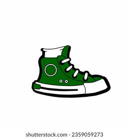 vector dark green shoes on white background for children's toy design, icon illustration, single design