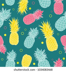 Vector dark green summer colorful tropical seamless pattern background. Great as a textile print, party invitation or packaging.