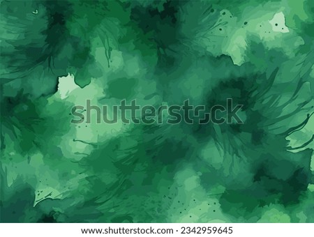 Vector dark green watercolor background texture paper.