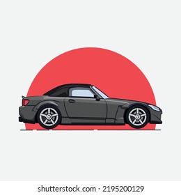 Vector Dark Grey Japanese Car. Legend Car. Premium Illustrator. S2000