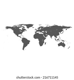 vector dark grey on white world map