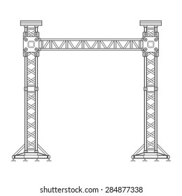 vector dark grey outline stage sound lighting aluminum truss tower lift construction illustration