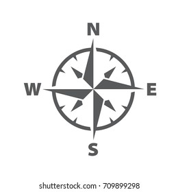 Vector dark grey windrose icon, with a simple modern look