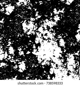 Vector dark grunge background. Monochrome texture cracks. A pattern of spots of ink. Black and white element for design and print