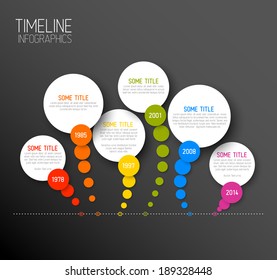 Vector dark horizontal Infographic timeline report template with icons