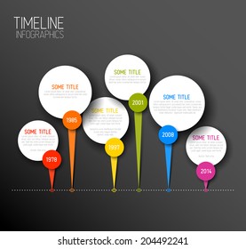 Vector Dark Horizontal Infographic Timeline Report Template With Icons