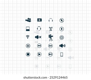 Ícone escuro de vetor com sombra em um plano de fundo claro quadriculado.