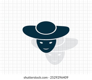 Vector dark icon with shadow on a checkered light background.