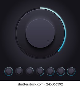 Vector Dark Knobs Set for Web and Mobile applications