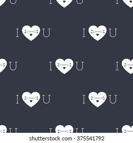 Vector dark i love you seamless pattern with heart and arrows in modern hipster design. Love and romance design element.