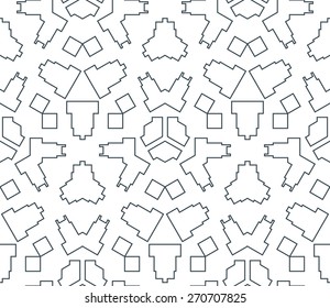 vector dark monochrome color outline abstract geometric seamless pattern white background
