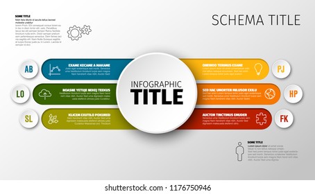 Vector dark multipurpose Infographic template with six elements - light version