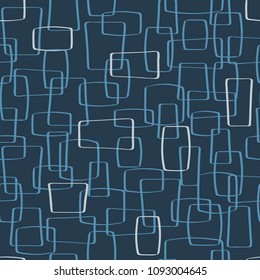 Vector Dark Navy Mod Shapes Seamless Pattern Background. Perfect For Fabric, Scrapbooking, Kids, And Home Decor Projects.