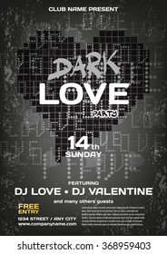 Vector dark night party valentine's day. Template poster graphic