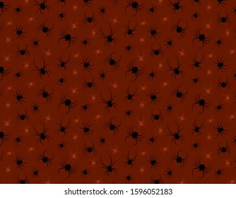 Vector dark pattern with spider for scary design  Halloween party invitation, web page.