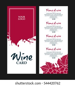 vector dark pink and white wine card with splash and grapes