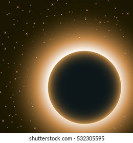 Vector dark planet background. Eclipse.