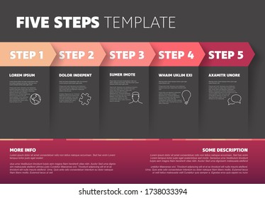 Vector dark progress five steps template