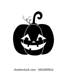 Vector dark pumpkin in simple style. Cartoon halloween pumpkin icon. Isolated vegetable silhouette