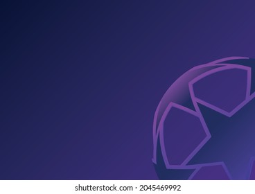 Vector dark purple background with corner soccer star ball. Football illustration of a prestigious team league competition.