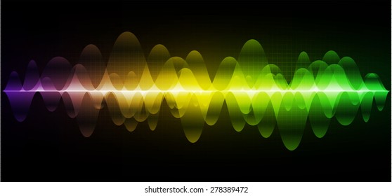 vector. dark purple green yellow sound wave, abstract pulse background. speaker. music. infographics. Technology background for computer graphic website internet and business. colorful