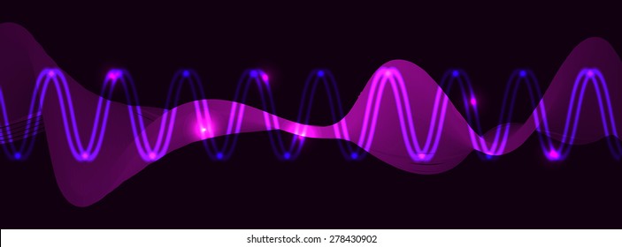 Vektor. dunkelviolette Klangwelle, abstrakter Pulshintergrund. Sprecher. Musik. Infografiken. Technologie-Hintergrund für Computer-Grafik-Website Internet und Wirtschaft.