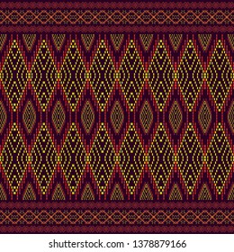 Vector de la tradición thai morado oscuro del norte con el color rojo y amarillo