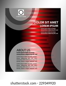 Vector dark red brochure template design with stripes 