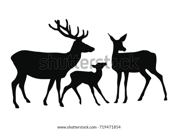 Download Vector Dark Silhouette Deer Family Deer Lagervektor ...