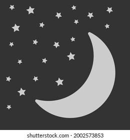 luz de luna del espacio oscuro vectorial y estrellas blancas en el cielo