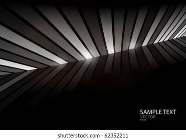 Vector dark  striped 3D space - Modern  pseudo 3D vector space