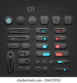 Vector dark  UI set. High quality design elements