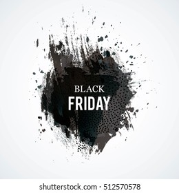 Vektor dunkler Aquarellhintergrund. Black Friday Verkaufsvorlage. Rabattbanner. Grunge schwarzer Rahmen. Textur-Hintergrund