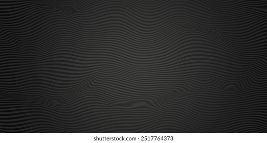 Vector dark wave pattern. Soft flowing wavy line monochrome design with stripes liquid elements for luxury backgrounds and wallpapers.