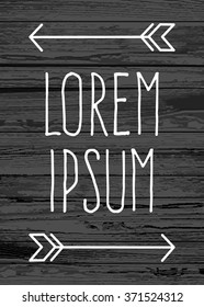 Vector dark wood board background with arrows. Place for text